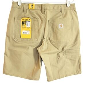 Carhartt Women's Rugged Flex Khaki Canvas Work Shorts Sz 12 NWT 10" Inseam
